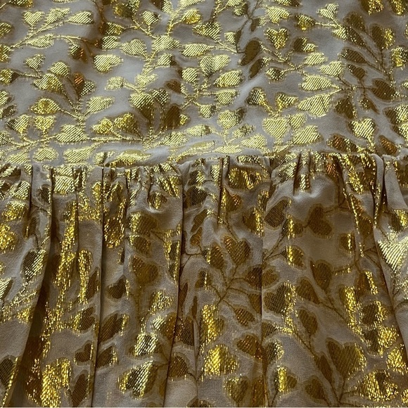 PALOMA BLUE Eden Layered Tiered Ruffled Metallic Fil Coupé Silk blend Skirt Gold - Picture 15 of 15